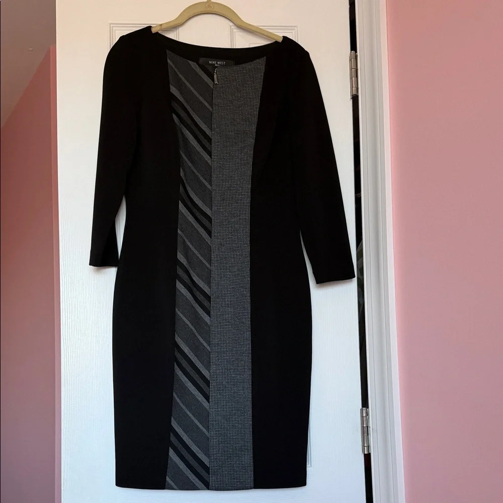 Calvin Klein Black and Gray Striped Dress - Picture 2 of 11
